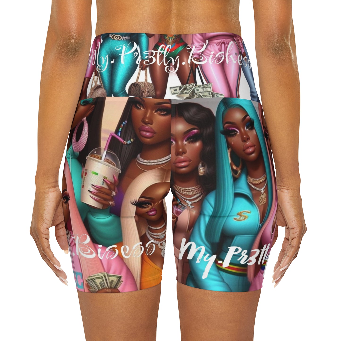 High Waisted Yoga Shorts (AOP)