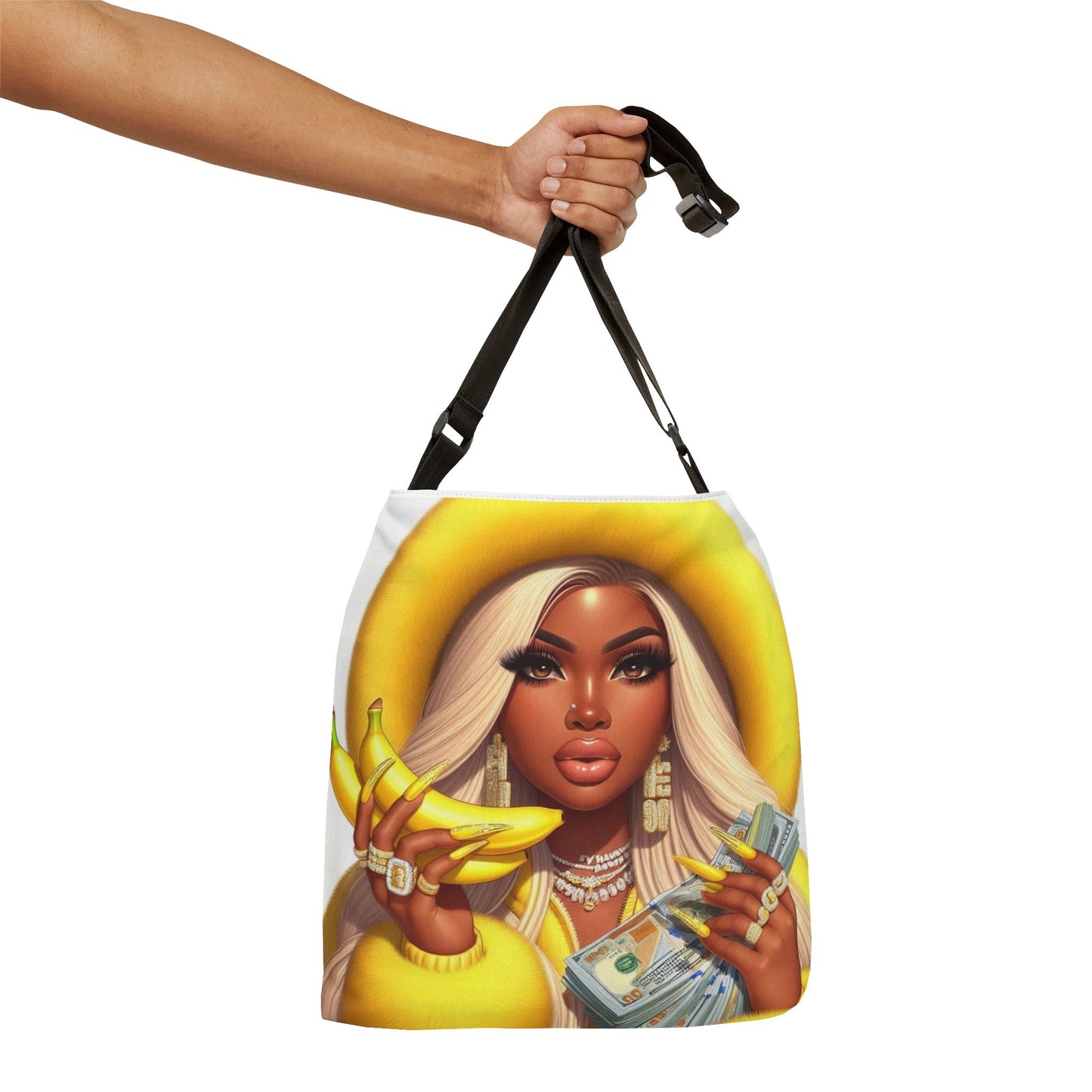 Adjustable Tote Bag (AOP)yellow and bossy