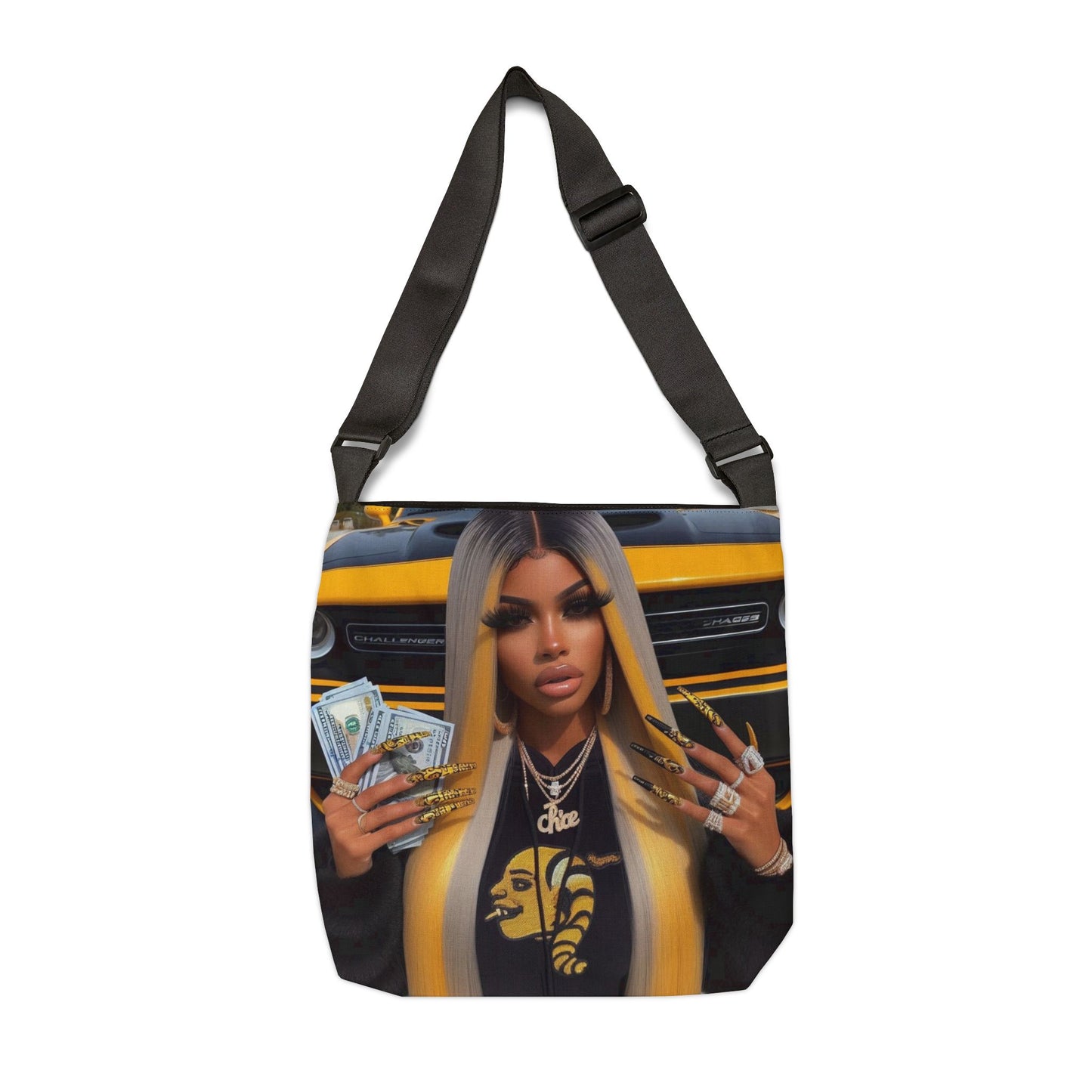 Adjustable Tote Bag (AOP)yellow and bossy