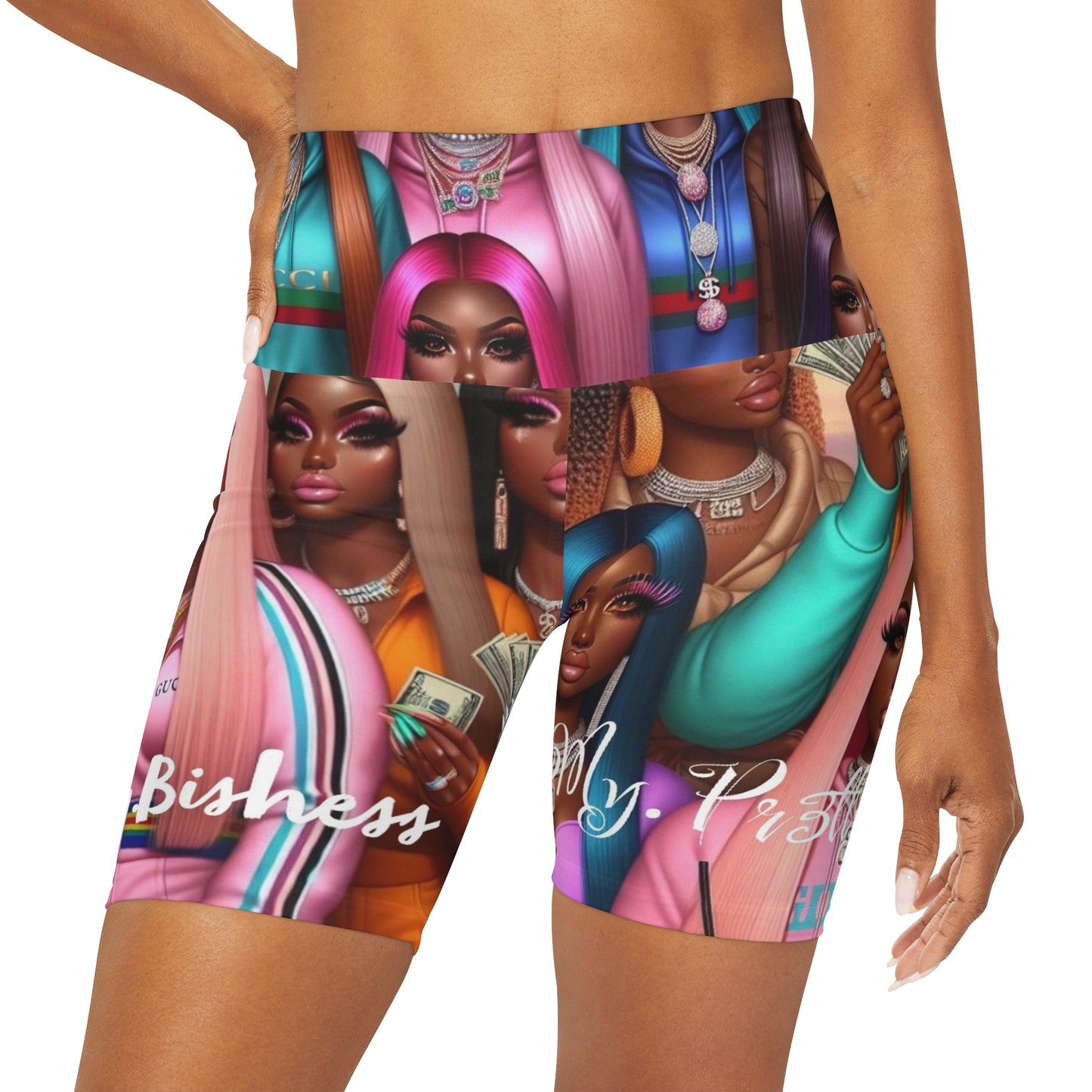 High Waisted Yoga Shorts (AOP)