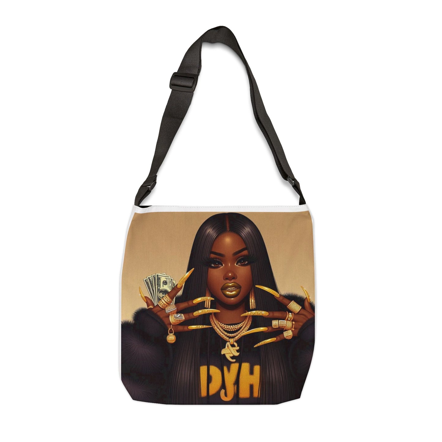 Adjustable Tote Bag (AOP)yellow and bossy