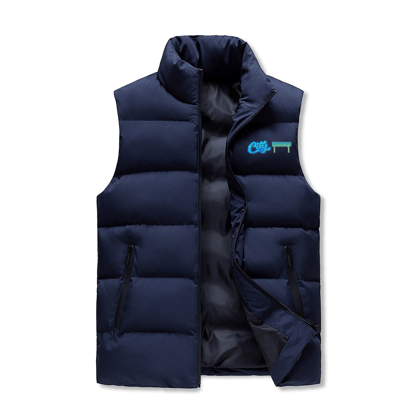 Mens Lightweight Stand Collar Zip Up Puffer Vest