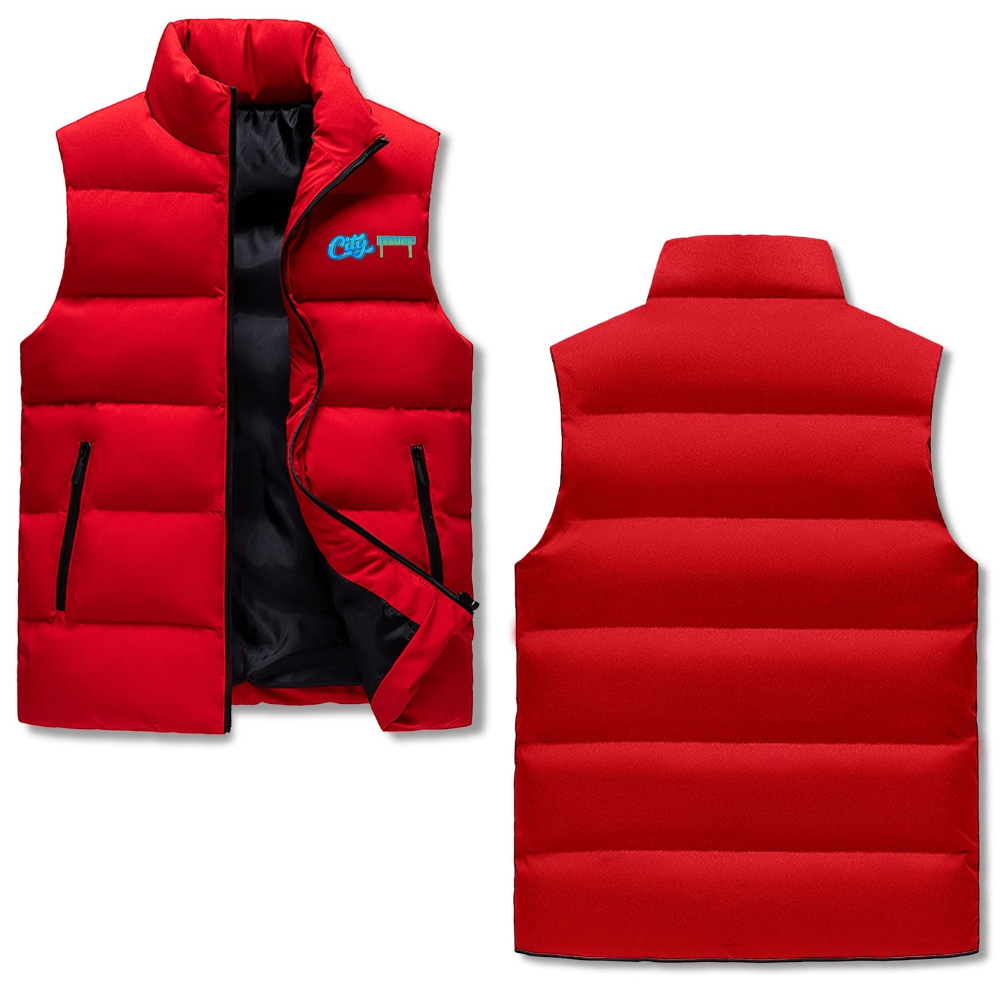 Mens Lightweight Stand Collar Zip Up Puffer Vest