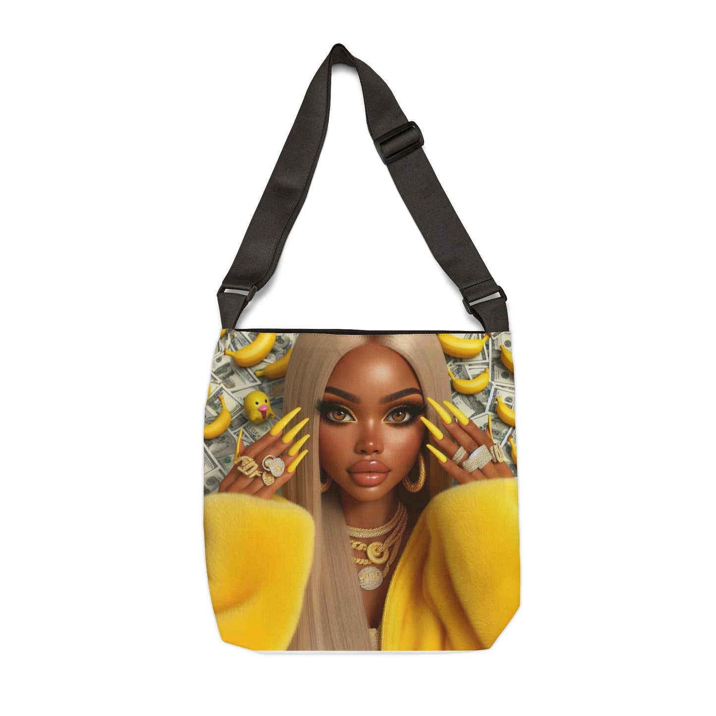 Adjustable Tote Bag (AOP)yellow and bossy