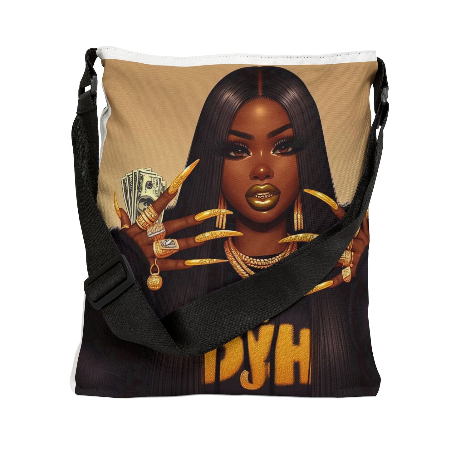 Adjustable Tote Bag (AOP)yellow and bossy