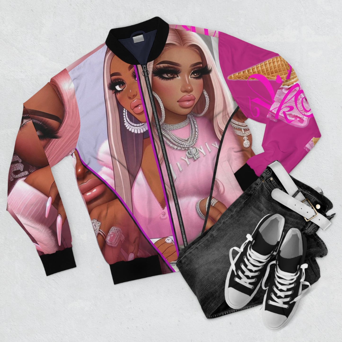 Men's Bomber Jacket (AOP)pinkypink