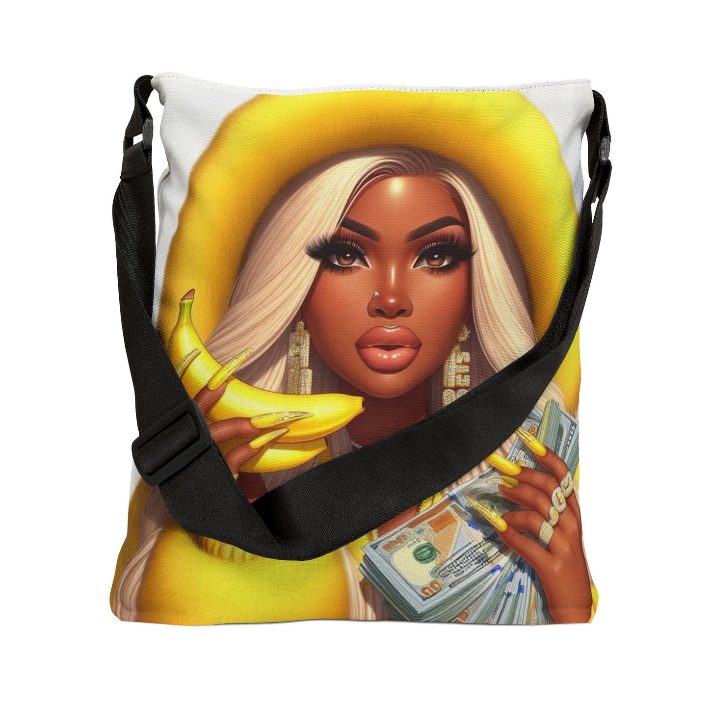 Adjustable Tote Bag (AOP)yellow and bossy