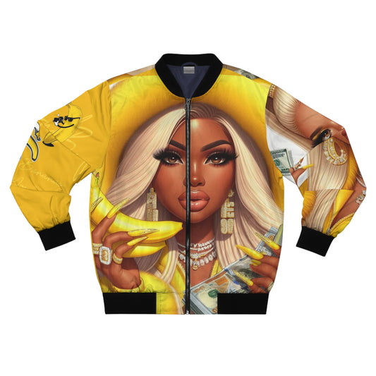 Men's Bomber Jacket (AOP)yellow and bossy