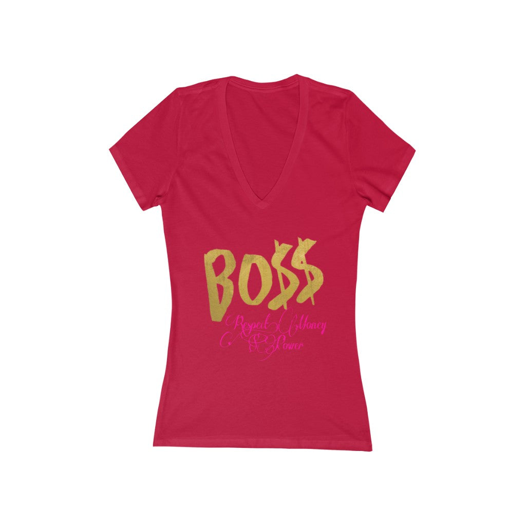 Women's Jersey Short Sleeve Deep V-Neck Tee