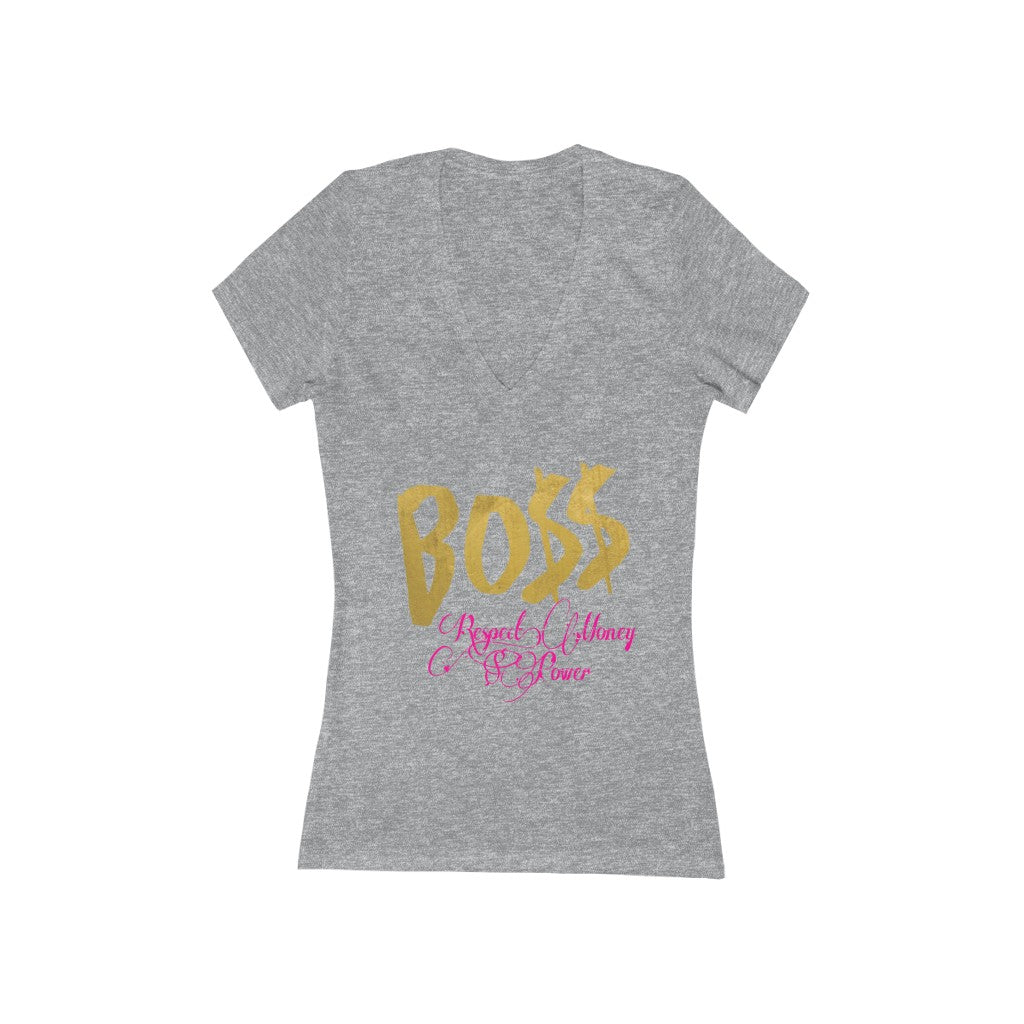 Women's Jersey Short Sleeve Deep V-Neck Tee