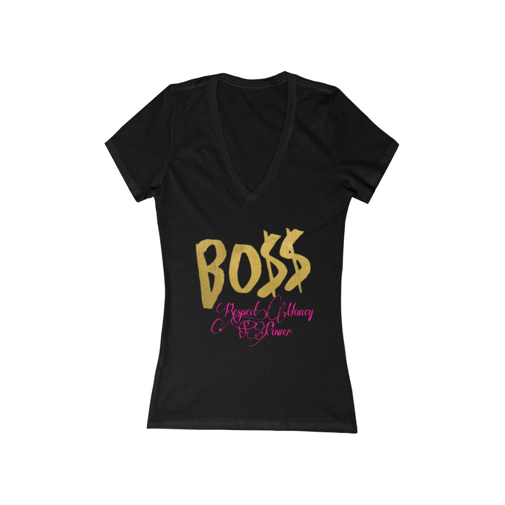 Women's Jersey Short Sleeve Deep V-Neck Tee